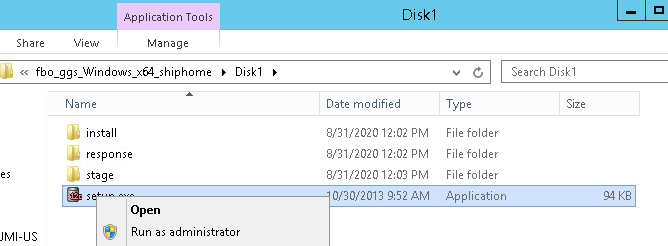 Machine generated alternative text: Application Tools
              x64 shiphome Name response Diskl Date modified 8/31/2020
              12:02 PM 8/31/2020 12:02 PM 8/31/2020 12:03 PM 0/30/2013
              AM V File folder File folder File folder Application
              Search Diskl Run as administrator 