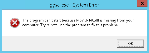 Machine generated alternative text: The program can't
              start because MSUCP140.dII is missing from your computer.
              Try reinstalling the program to fix this problem. 