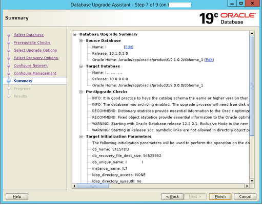 Machine generated
              alternative text:Sum upgrade Hem: Target Checks be
              'LTESTOB NONE 19C ORACLE O at abase disk the